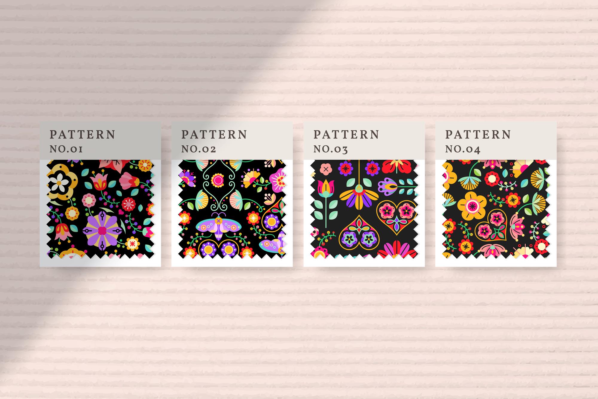 sample set of embroidered swatches